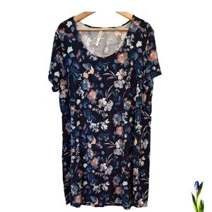 Soma  Navy Floral Cool Nights Short Sleeve Scoop Neck Sleep Shirt